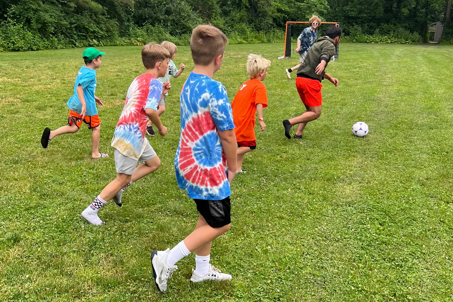 campers playing soccer